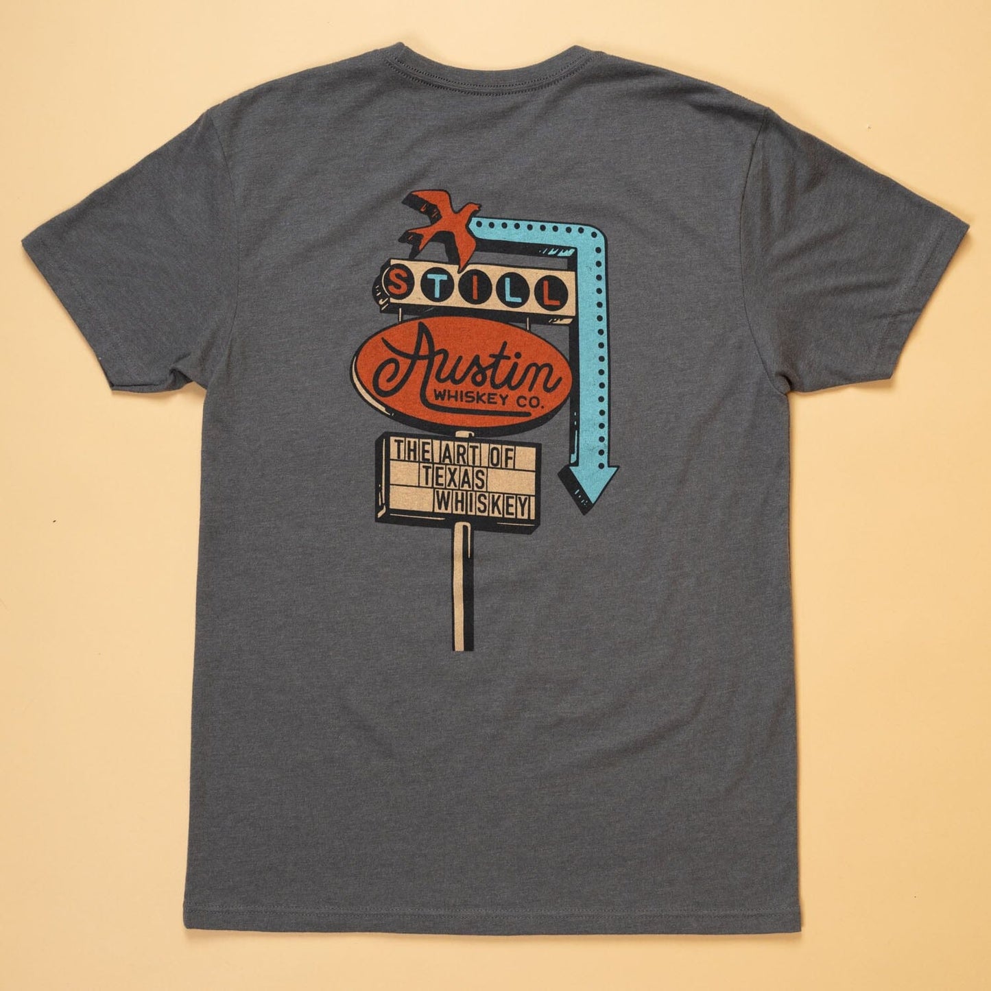 Retro Sign Feather Grass Tee Texas Hill Country Provisions Charcoal Ash S