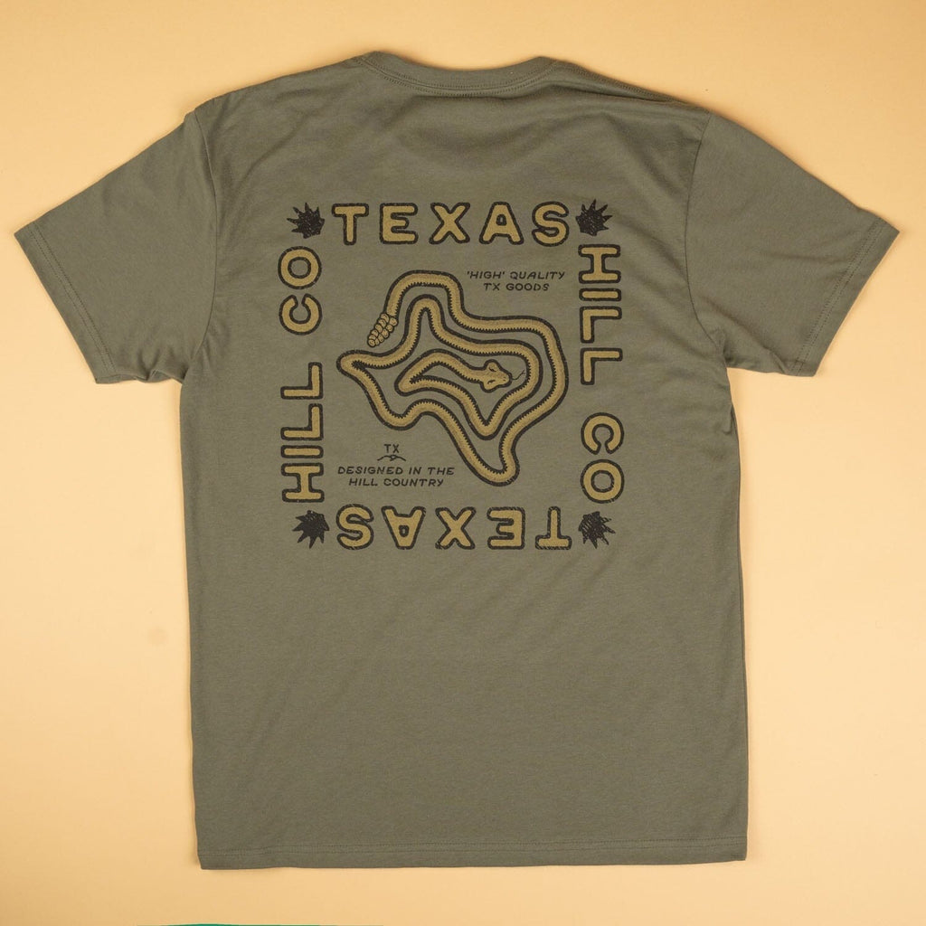 TX Rattler Feather Grass Tee Texas Hill Country Provisions Olive S 
