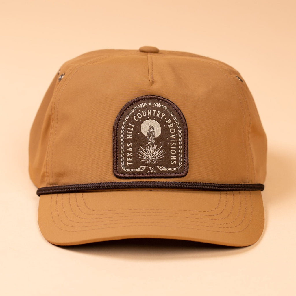 Sacred Ground Guadalupe Snapback Texas Hill Country Provisions Carmel Brown Quick-Dry Nylon Mesh Flap