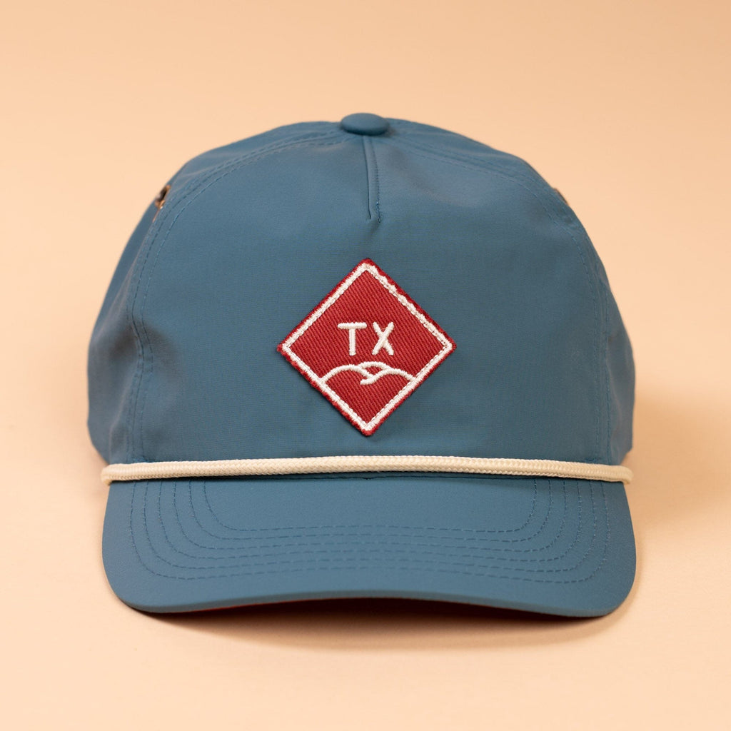 TX Hills Diamond Guadalupe Snapback Texas Hill Country Provisions Americana Blue Quick-Dry Nylon Mesh Flap