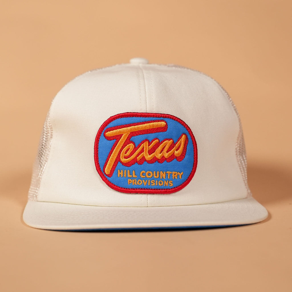 TX Retro Feed & Seed Texas Hill Country Provisions Vintage White Single Brushed Twill Unstructured