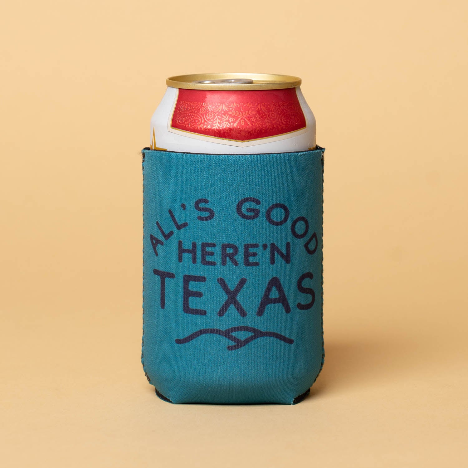 All's Good Neoprene Can Sleeve Texas Hill Country Provisions Turquoise 