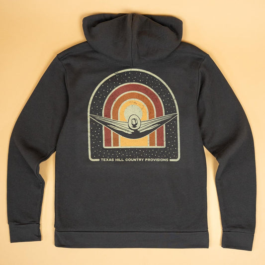 Cosmic Sunset Campfire Hoodie Texas Hill Country Provisions Black S 