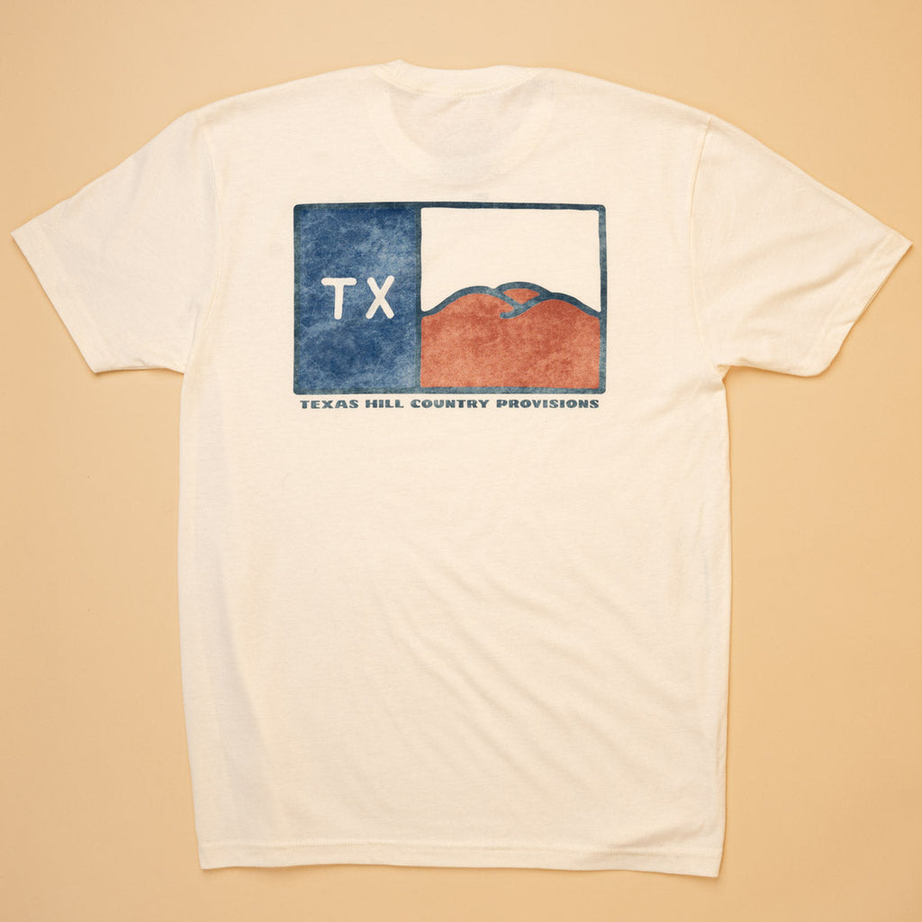 Hill Country Flag Feather Grass Tee THC Provisions Vintage White S 