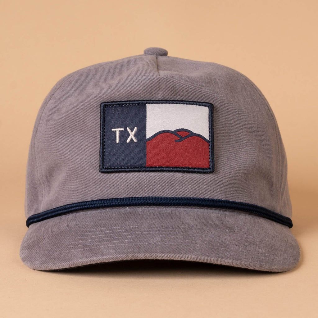 Hill Country Flag Guadalupe Snapback Texas Hill Country Provisions Slate Grey Double Brushed Mesh Flap
