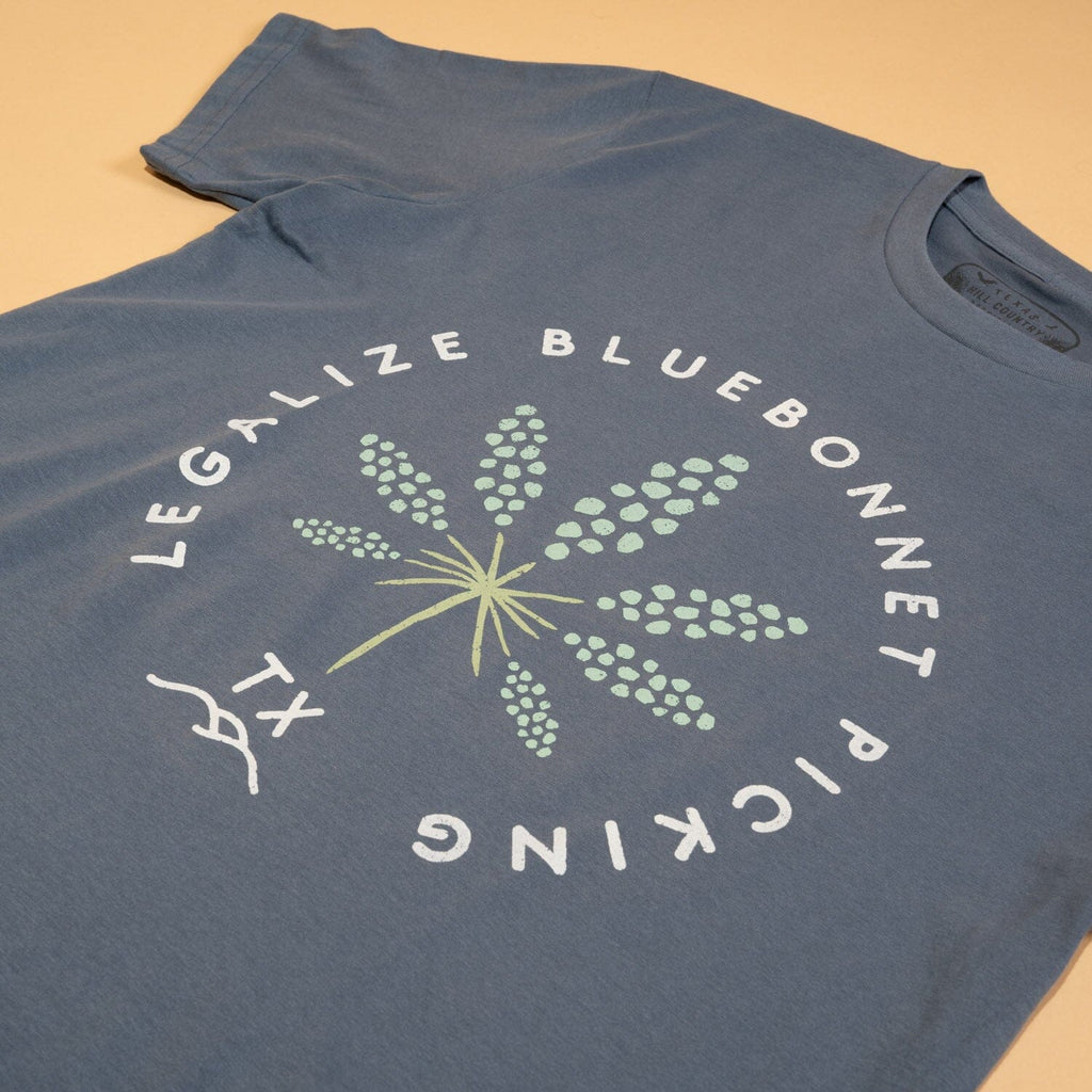 Legalize Bluebonnet Picking Feather Grass Tee Texas Hill Country Provisions 