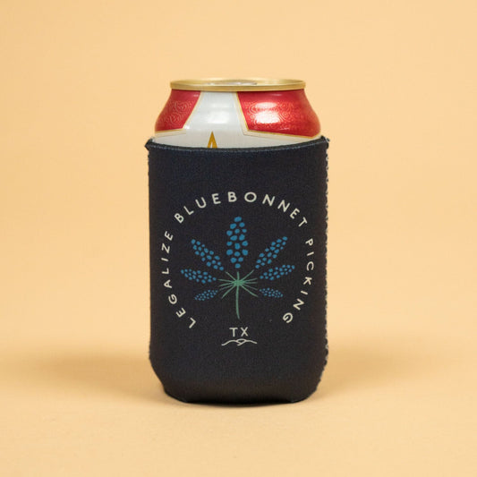 Legalize Bluebonnet Picking Neoprene Can Sleeve Texas Hill Country Provisions Navy 