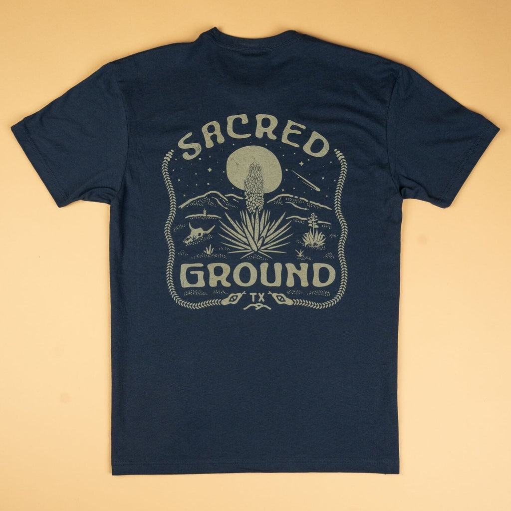 Sacred Ground Feather Grass Tee Texas Hill Country Provisions Navy S 